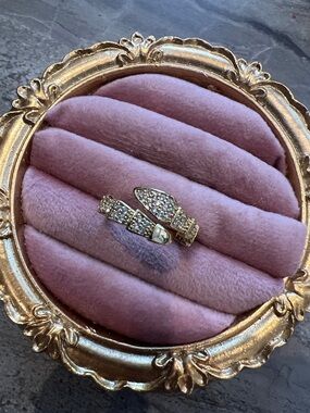 Gold-Tone 18k plated stainless steel Crystal Wrap Ring size 8 new